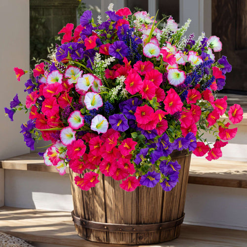 Artificial Flowers for Outdoors, 16 Bundles UV Resistant Fake Outdoor Flowers, No Fade Faux Plants
