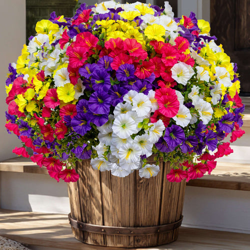 Artificial Flowers for Outdoors, 12 Bundles UV Resistant Fake Outdoor Flowers, No Fade Faux Plants