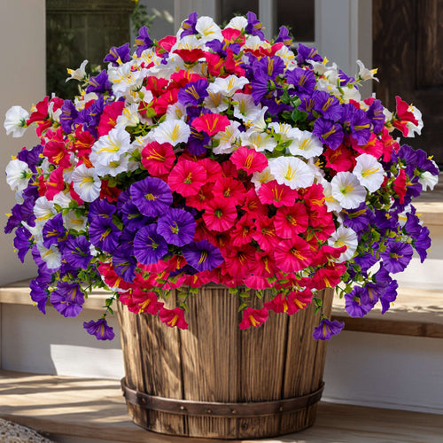 Artificial Flowers for Outdoors, 12 Bundles UV Resistant Fake Outdoor Flowers, No Fade Faux Plants