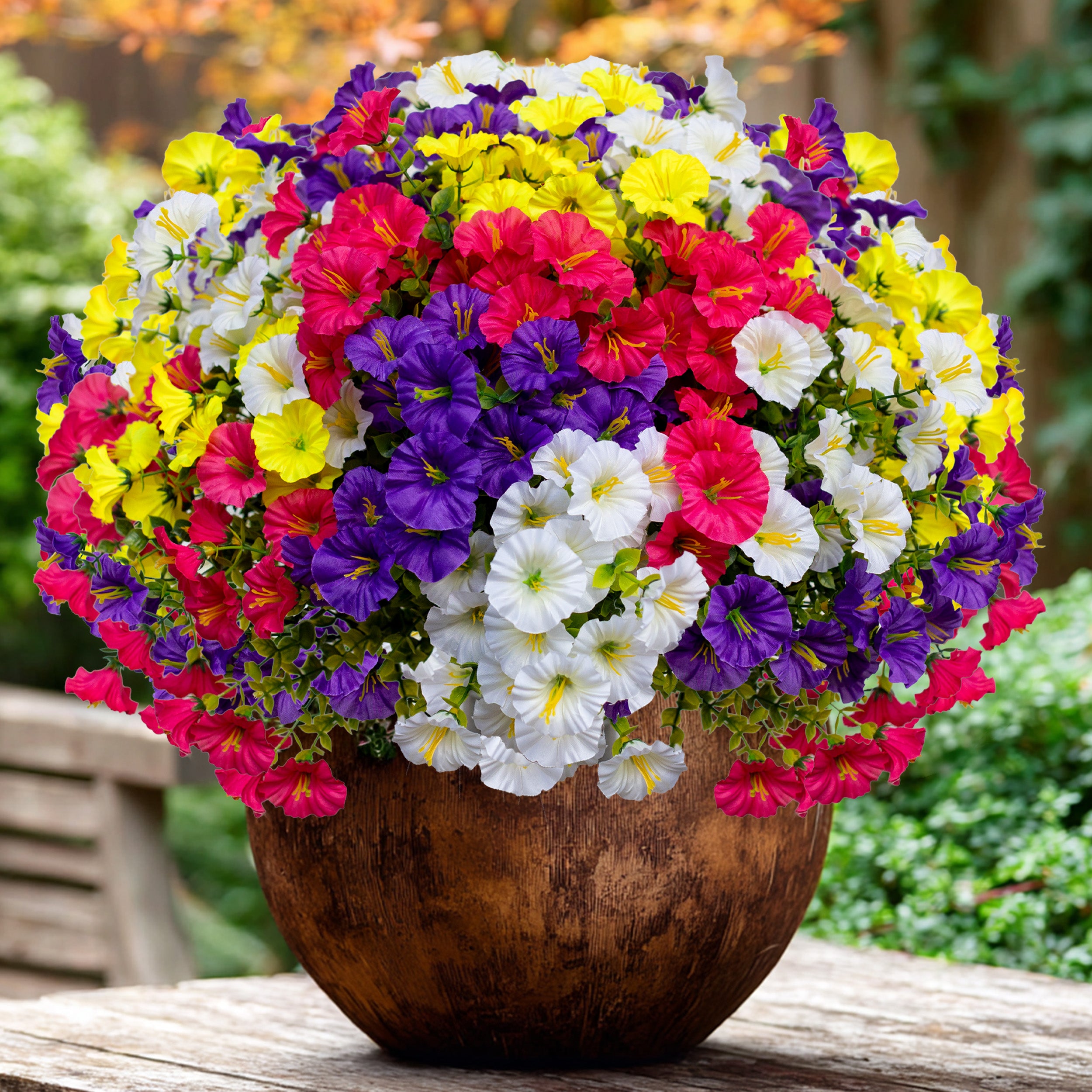 Artificial Flowers for Outdoors, 12 Bundles UV Resistant Fake Outdoor Flowers, No Fade Faux Plants