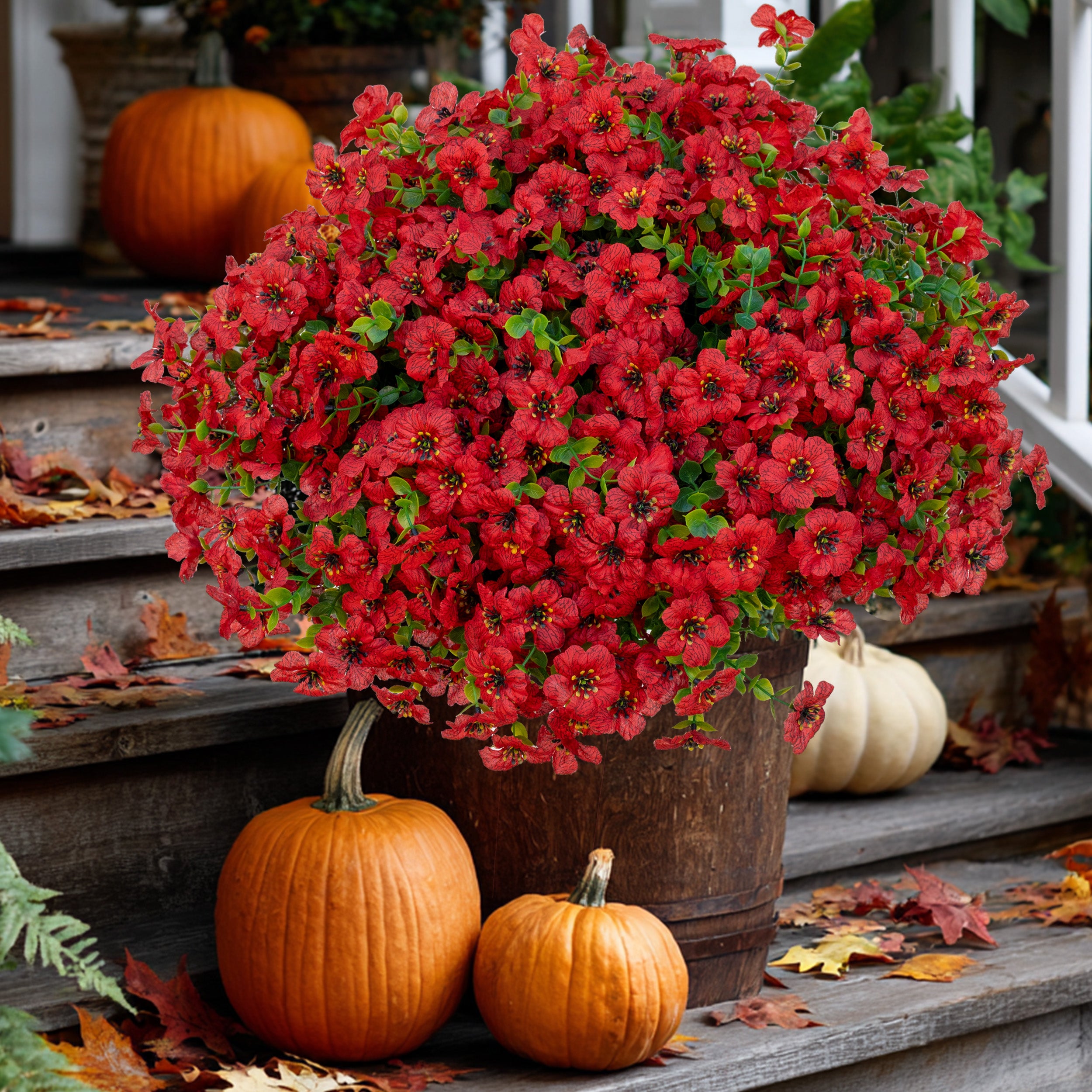 UV Resistant Red Artificial Flowers – Outdoor Home Decor