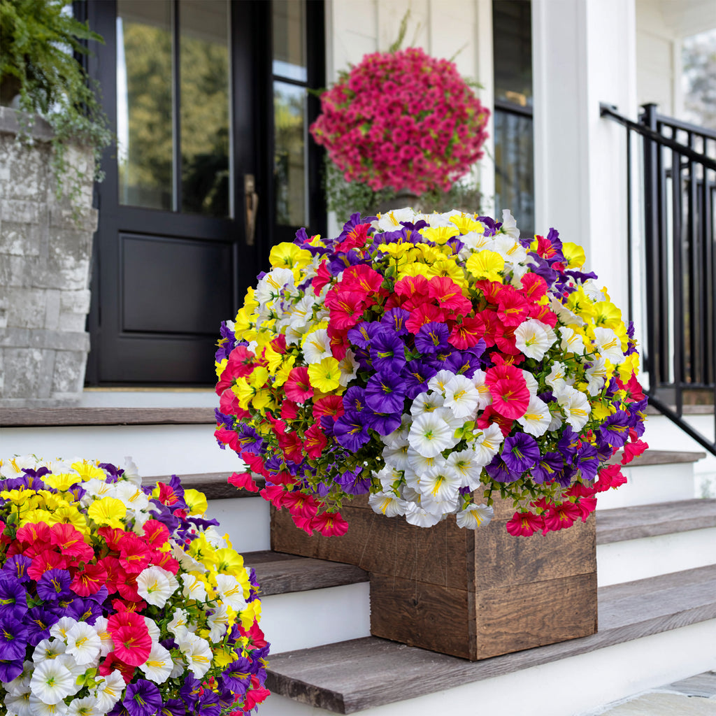 Artificial Flowers for Outdoors, 12 Bundles UV Resistant Fake Outdoor Flowers, No Fade Faux Plants