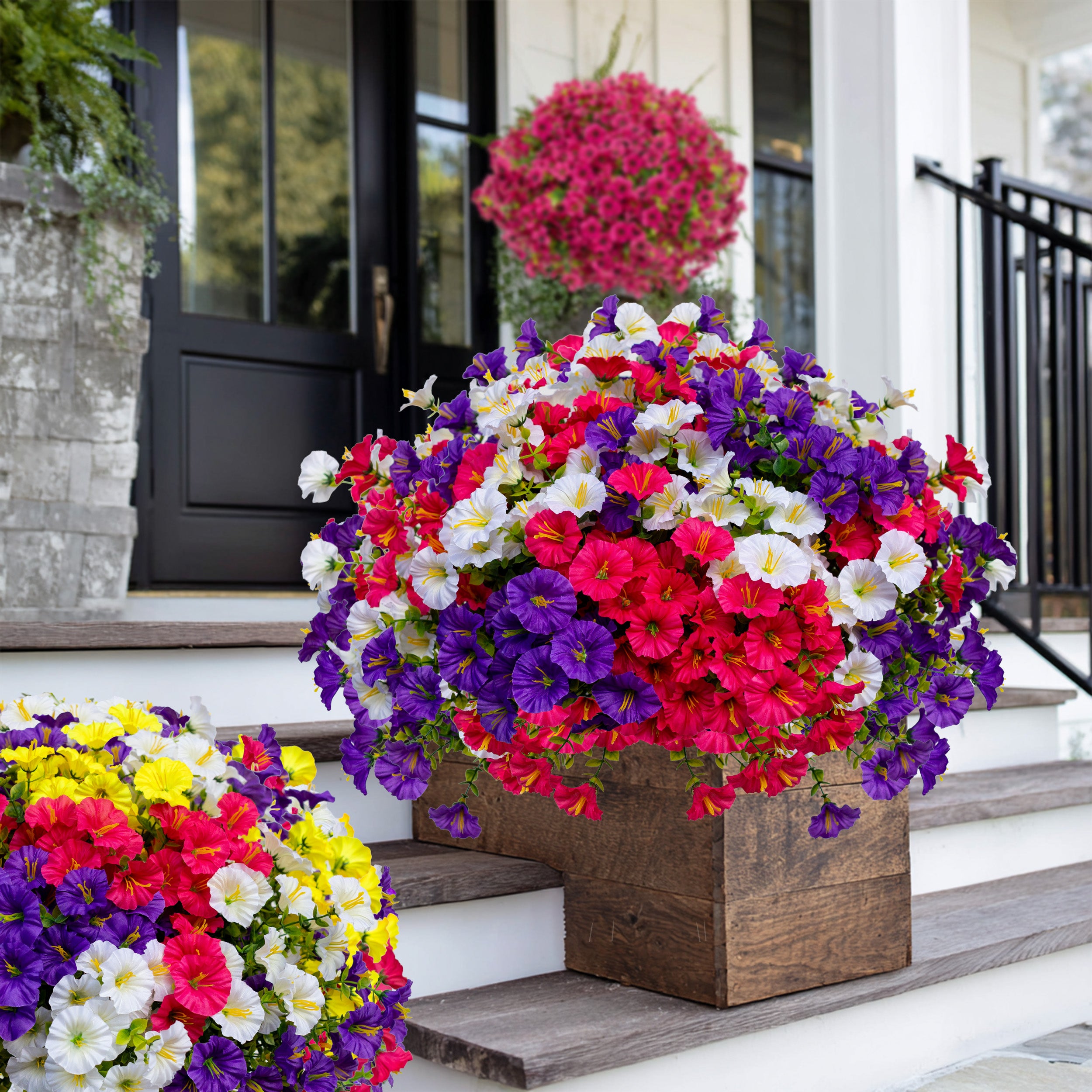 Artificial Flowers for Outdoors, 12 Bundles UV Resistant Fake Outdoor Flowers, No Fade Faux Plants