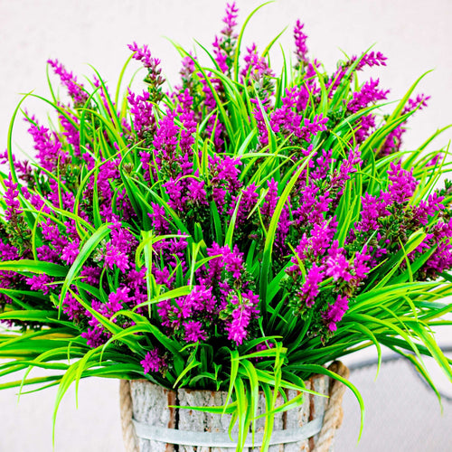 Artificial Lavender Flowers: UV Resistant Magenta Faux Shrubs - 20 Bundles