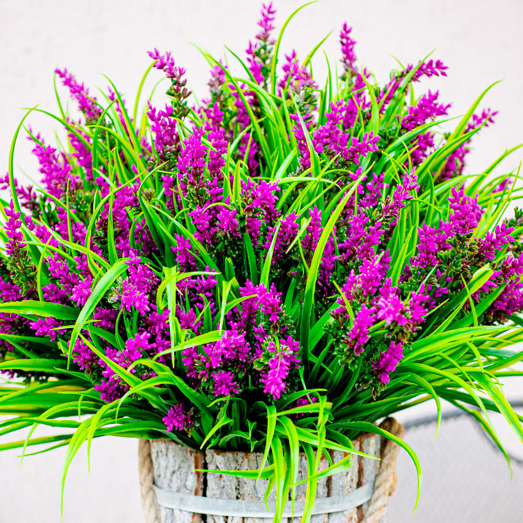 Artificial Lavender Flowers: UV Resistant Magenta Faux Shrubs - 20 Bundles