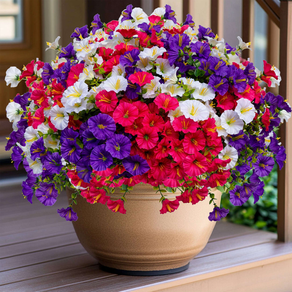 Artificial Flowers for Outdoors, 12 Bundles UV Resistant Fake Outdoor Flowers, No Fade Faux Plants