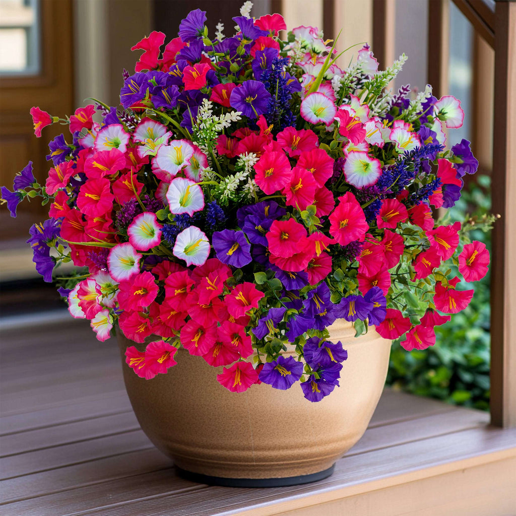 Artificial Flowers for Outdoors, 16 Bundles UV Resistant Fake Outdoor Flowers, No Fade Faux Plants
