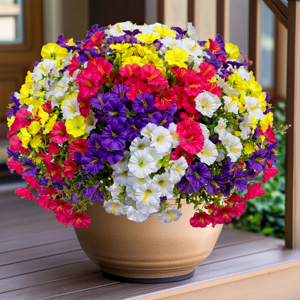 Artificial Flowers for Outdoors, 12 Bundles UV Resistant Fake Outdoor Flowers, No Fade Faux Plants