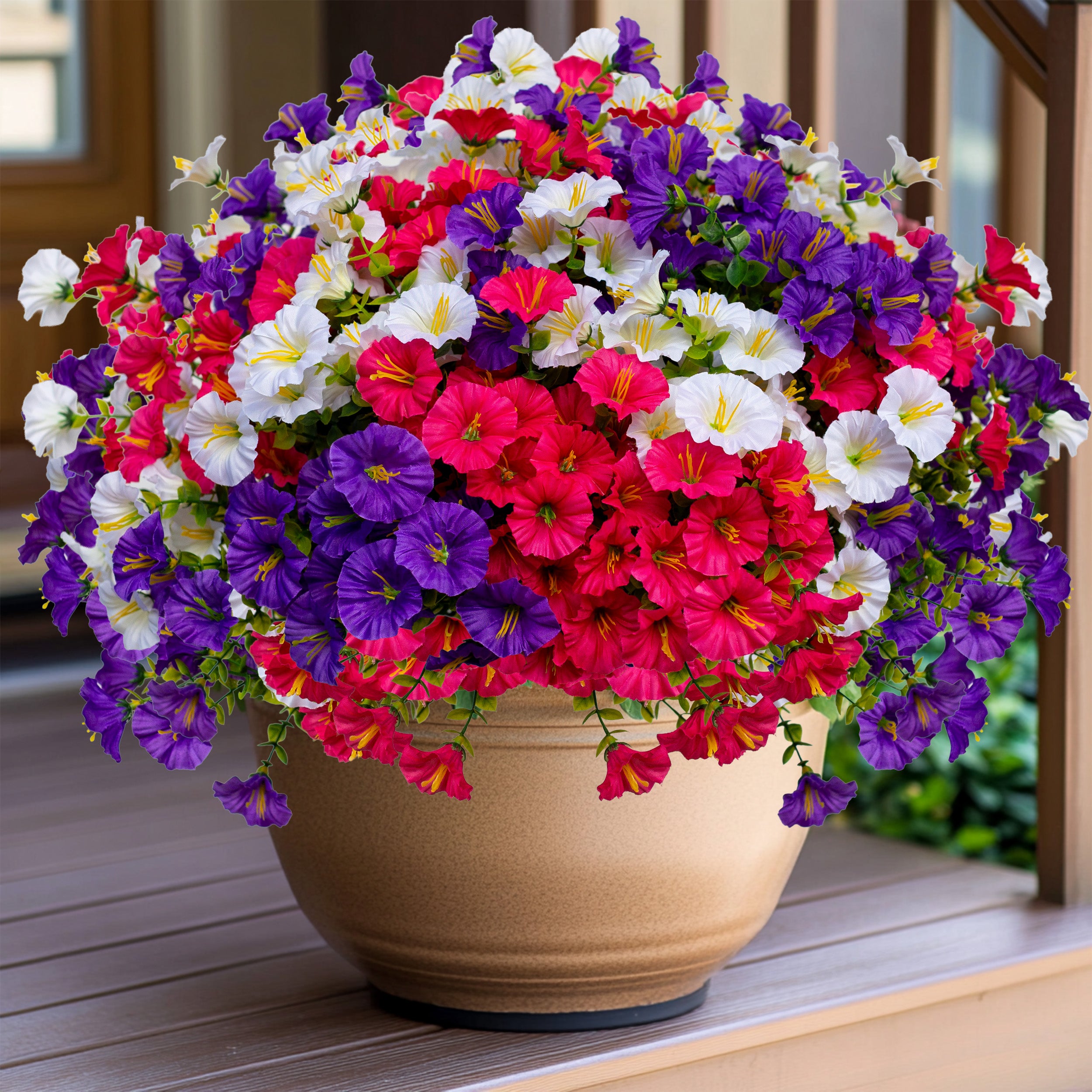 Artificial Flowers for Outdoors, 12 Bundles UV Resistant Fake Outdoor Flowers, No Fade Faux Plants
