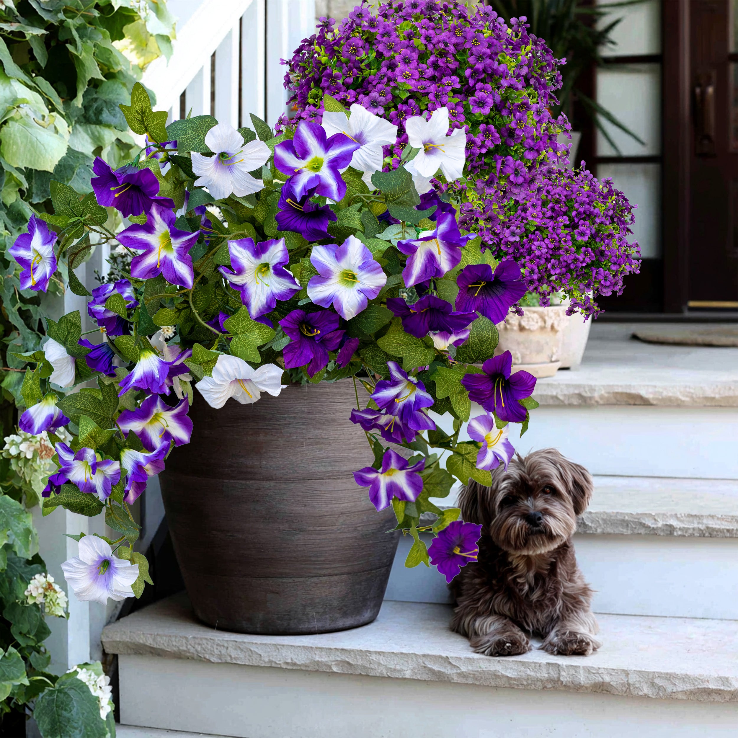 Artificial Petunias Fuchsia Lotus: UV Resistant Outdoor Silk Flowers