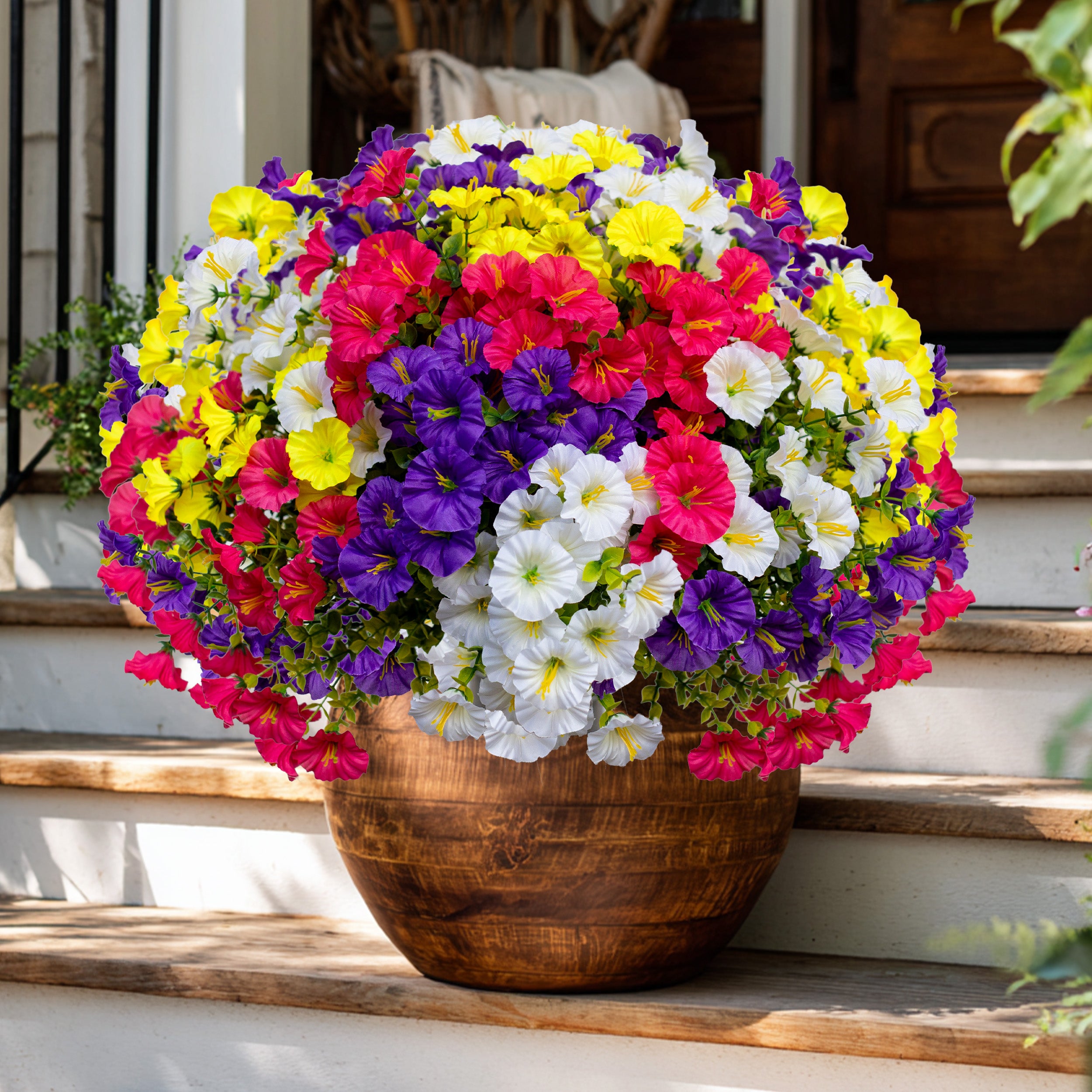Artificial Flowers for Outdoors, 12 Bundles UV Resistant Fake Outdoor Flowers, No Fade Faux Plants