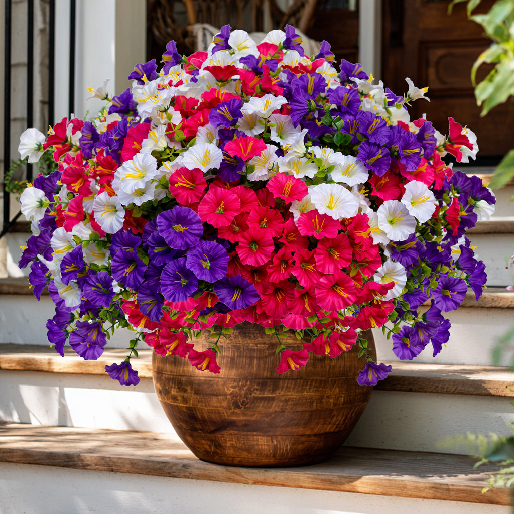 Artificial Flowers for Outdoors, 12 Bundles UV Resistant Fake Outdoor Flowers, No Fade Faux Plants