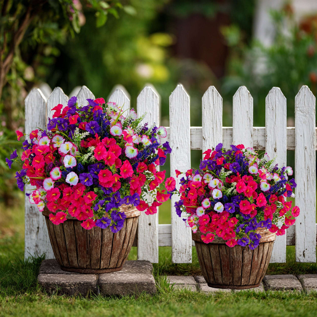 Artificial Flowers for Outdoors, 16 Bundles UV Resistant Fake Outdoor Flowers, No Fade Faux Plants
