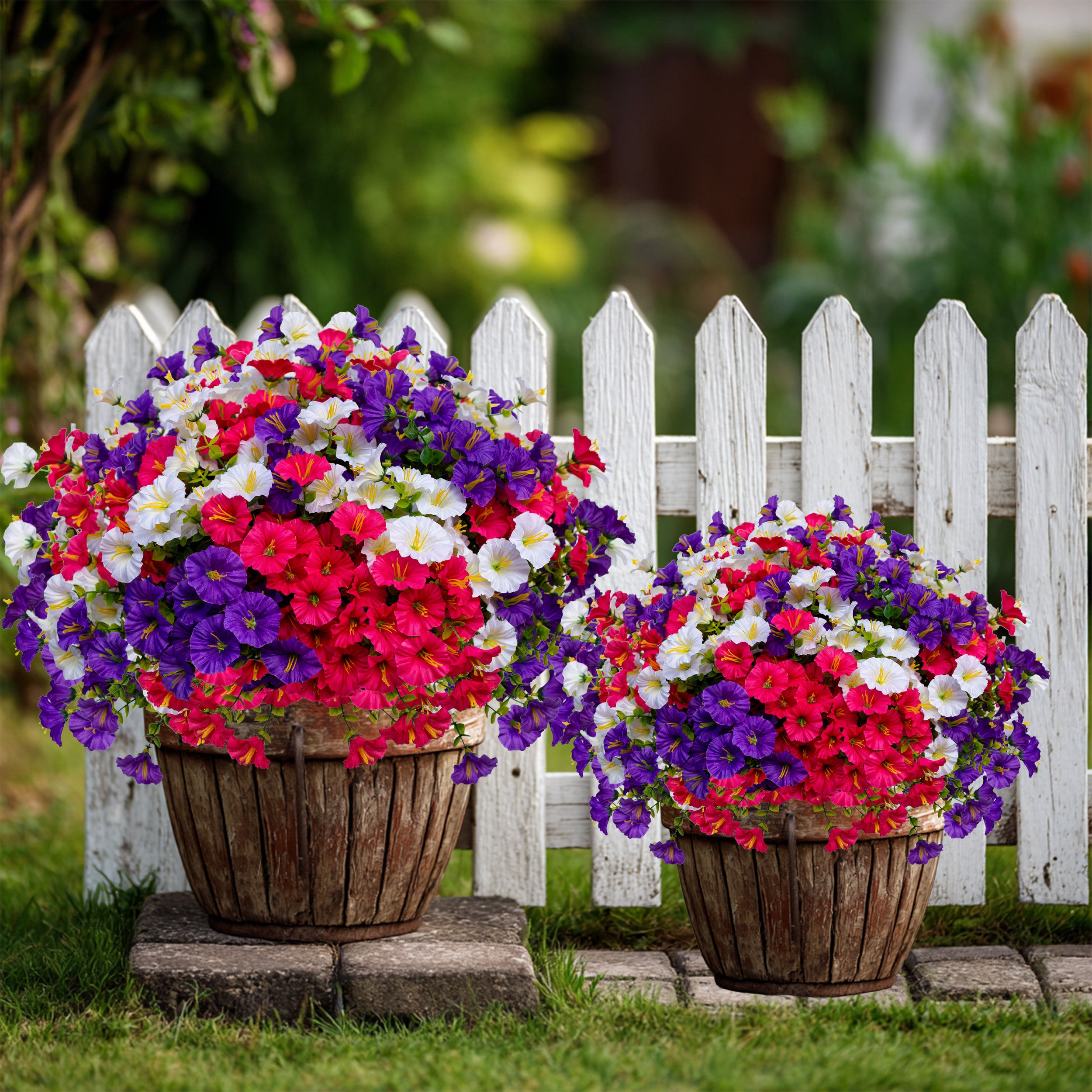 Artificial Flowers for Outdoors, 12 Bundles UV Resistant Fake Outdoor Flowers, No Fade Faux Plants