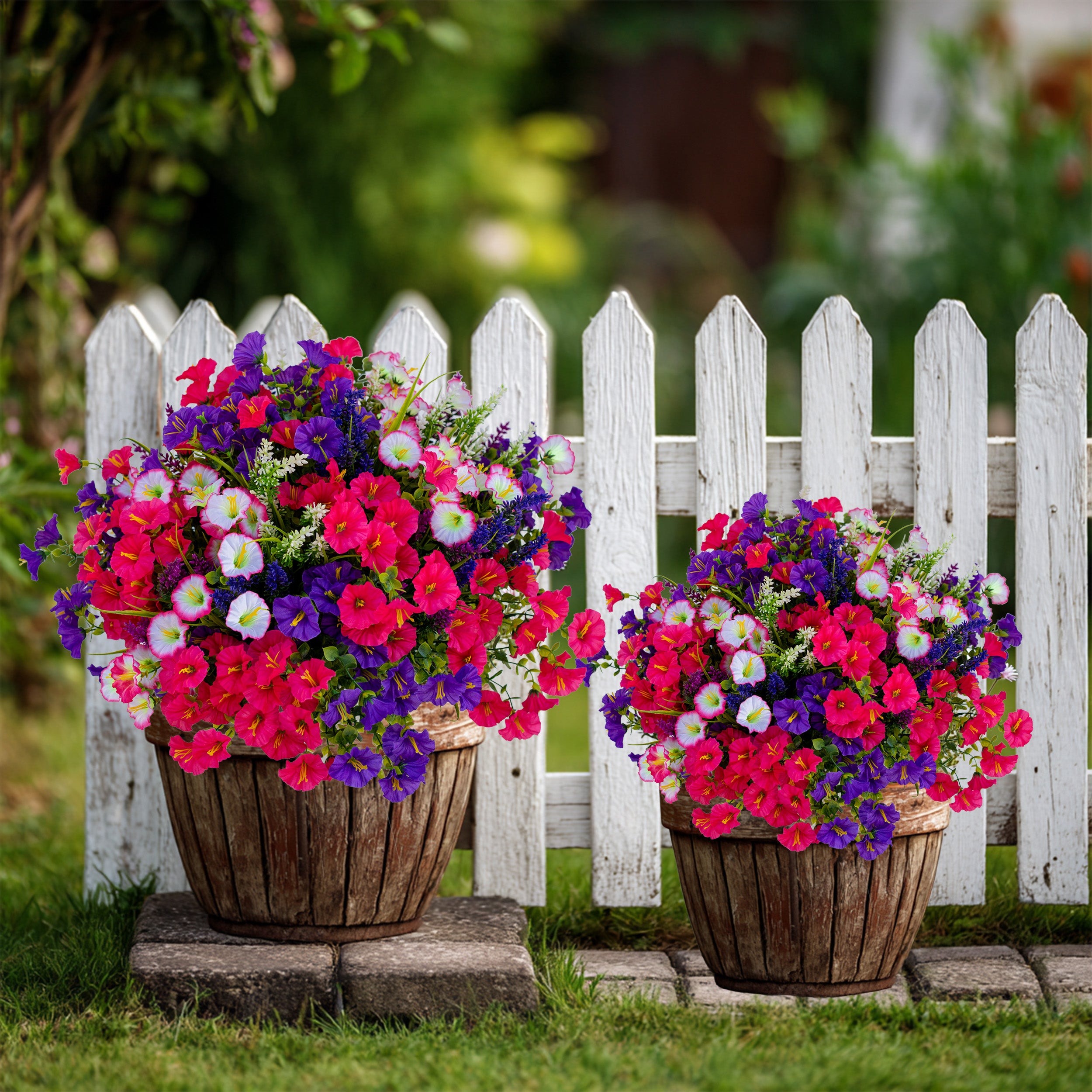 Artificial Flowers for Outdoors, 16 Bundles UV Resistant Fake Outdoor Flowers, No Fade Faux Plants