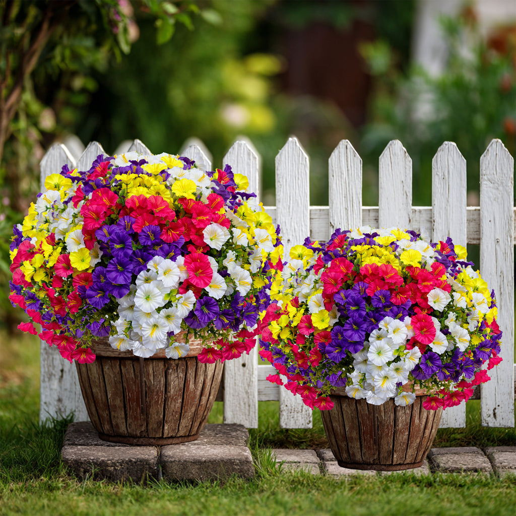 Artificial Flowers for Outdoors, 12 Bundles UV Resistant Fake Outdoor Flowers, No Fade Faux Plants