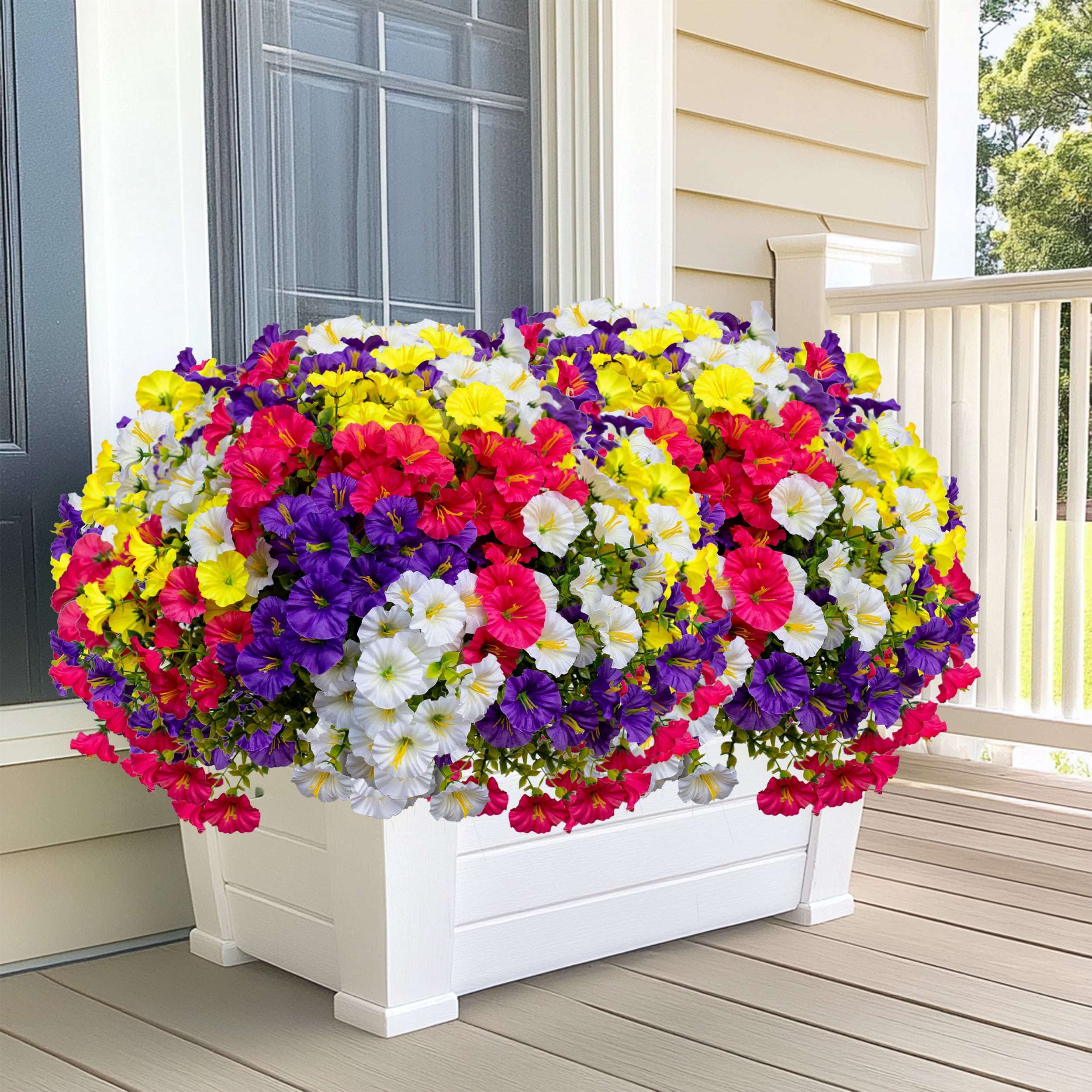 Artificial petunias bundle detail - lifelike petals on UV resistant fake outdoor flowers