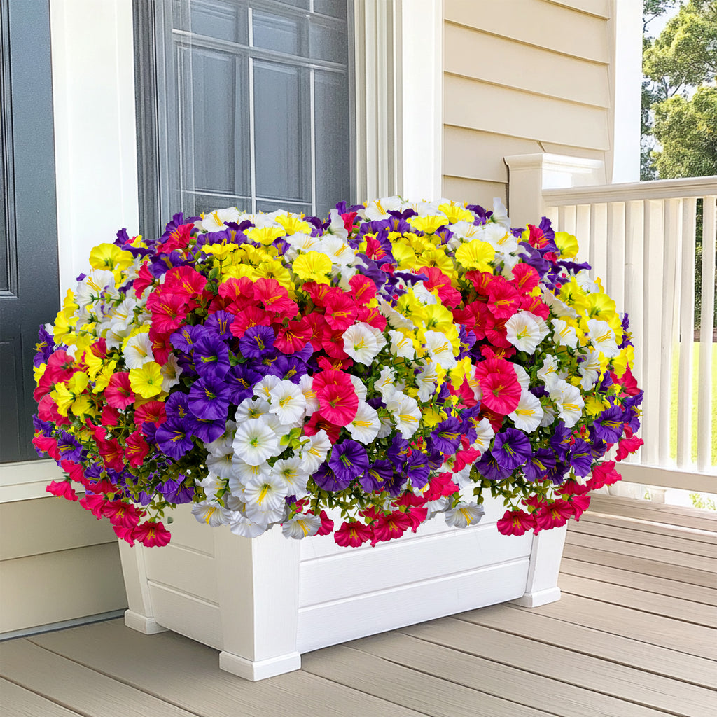 Artificial Flowers for Outdoors, 12 Bundles UV Resistant Fake Outdoor Flowers, No Fade Faux Plants