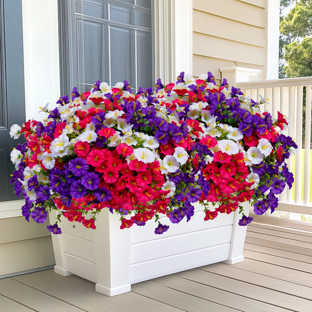 Artificial Flowers for Outdoors, 12 Bundles UV Resistant Fake Outdoor Flowers, No Fade Faux Plants