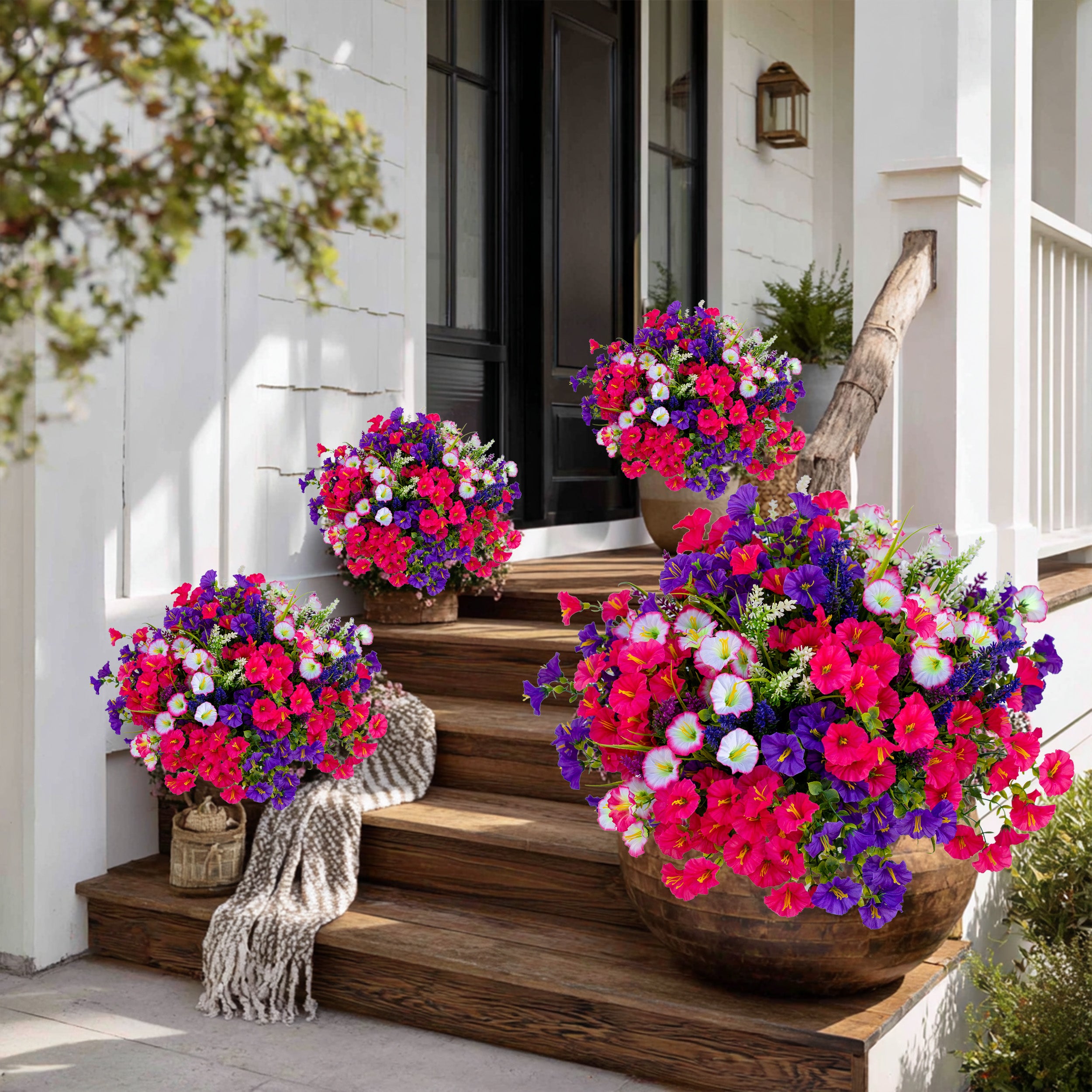 Artificial Flowers for Outdoors, 16 Bundles UV Resistant Fake Outdoor Flowers, No Fade Faux Plants