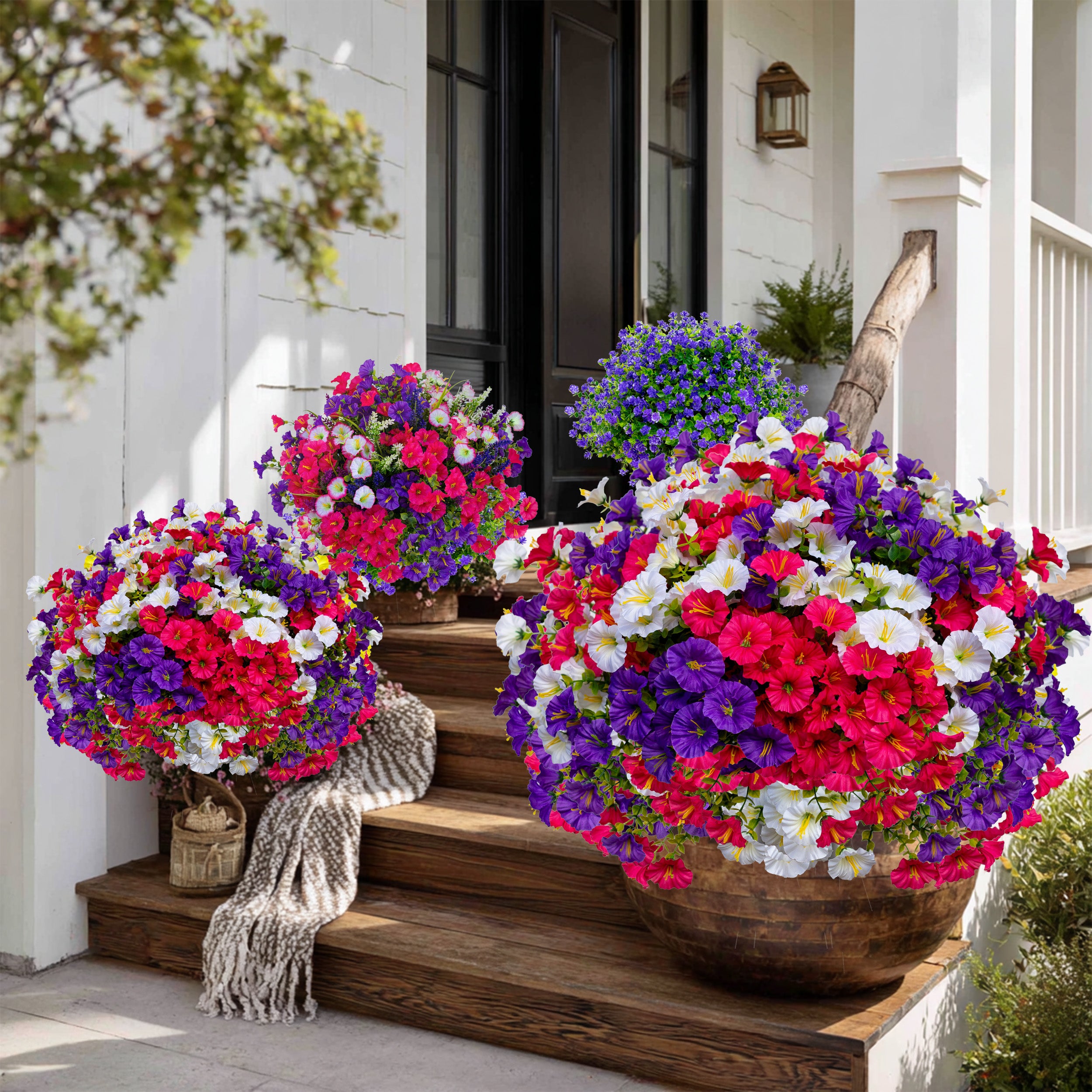 Artificial Flowers for Outdoors, 12 Bundles UV Resistant Fake Outdoor Flowers, No Fade Faux Plants