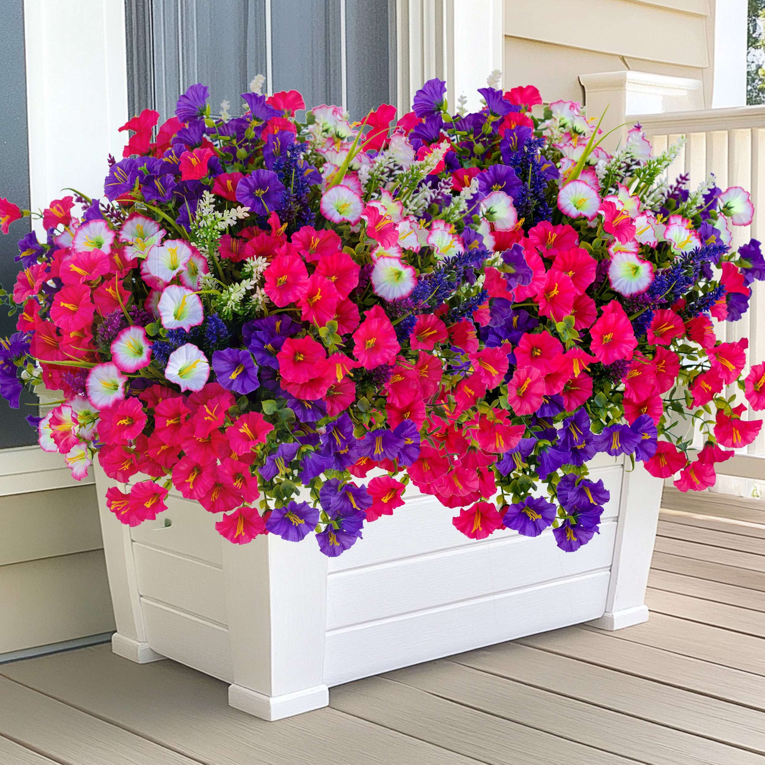 Artificial Flowers for Outdoors, 16 Bundles UV Resistant Fake Outdoor Flowers, No Fade Faux Plants