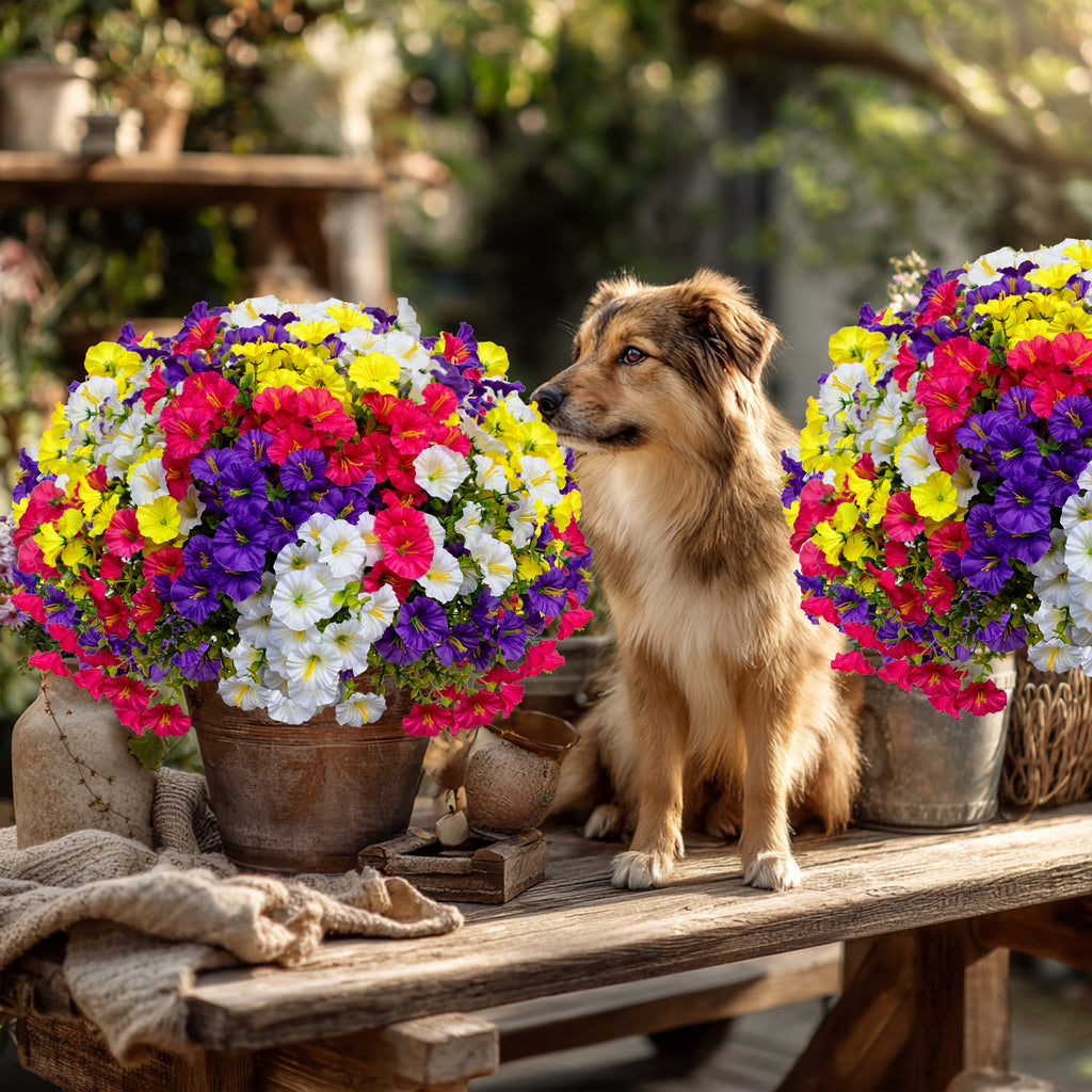 Artificial Flowers for Outdoors, 12 Bundles UV Resistant Fake Outdoor Flowers, No Fade Faux Plants