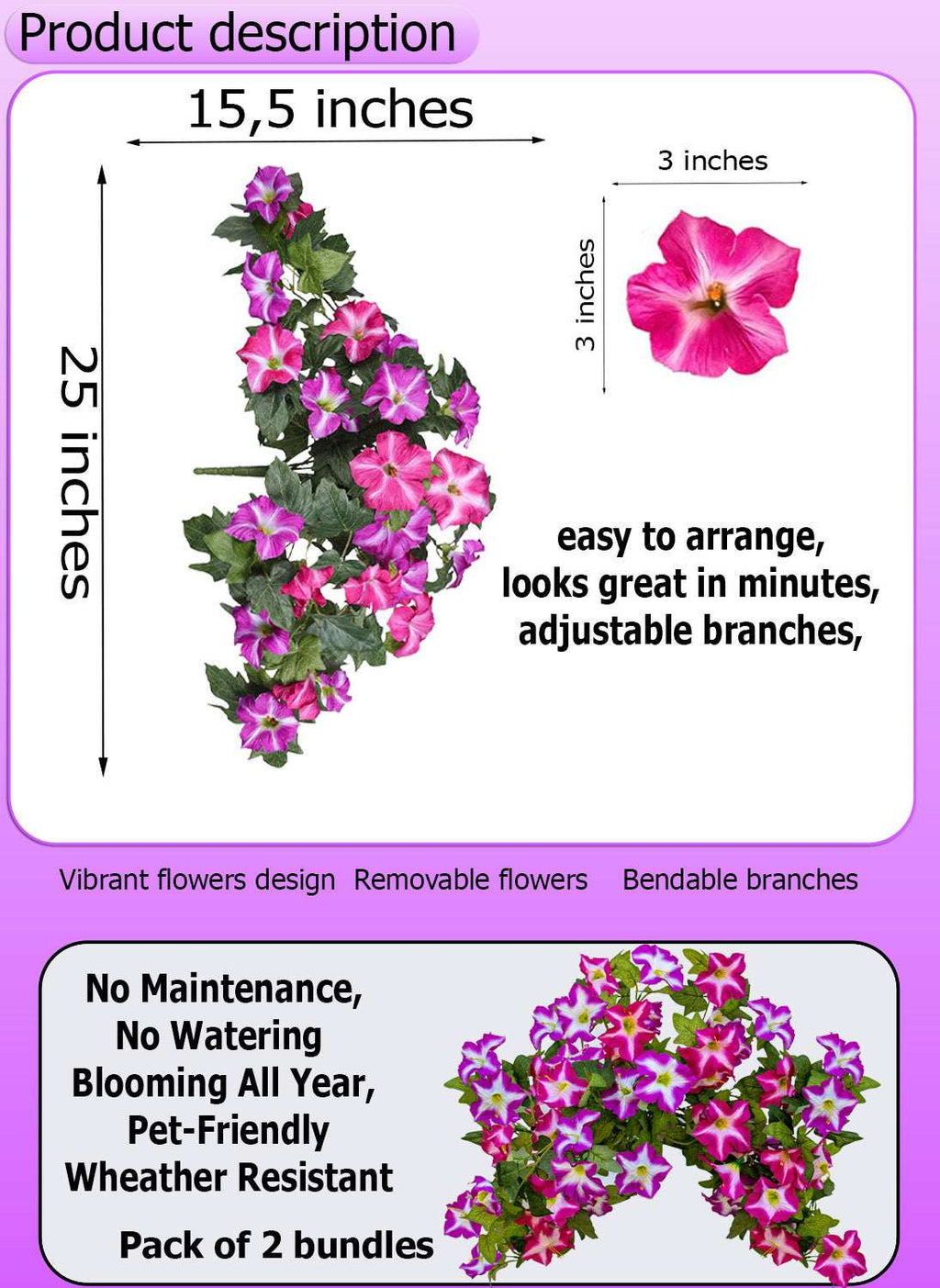 Faux Petunias Fuchsia Lotus: UV Resistant Outdoor Silk Flowers