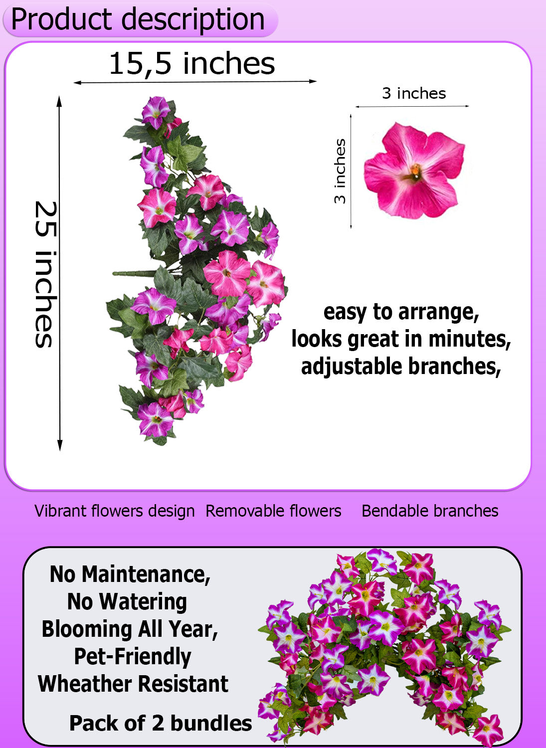 Faux Petunias Fuchsia Lotus: UV Resistant Outdoor Silk Flowers