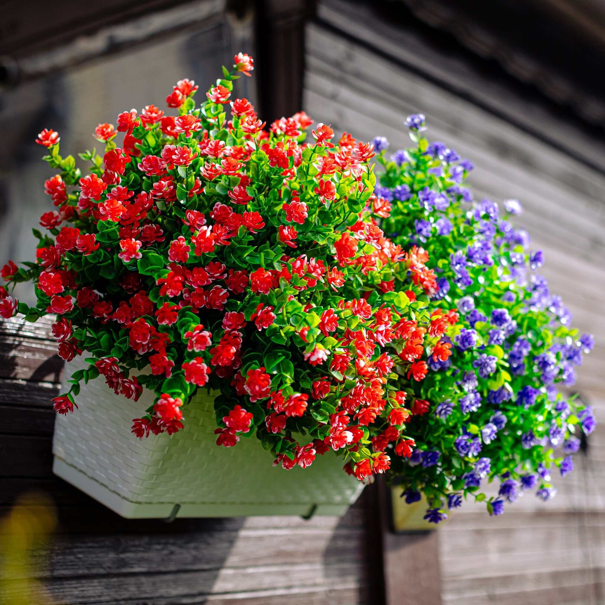 UV Resistant Red Artificial Flowers: Outdoor Faux Shrubs, No Fade - 24 Bundles
