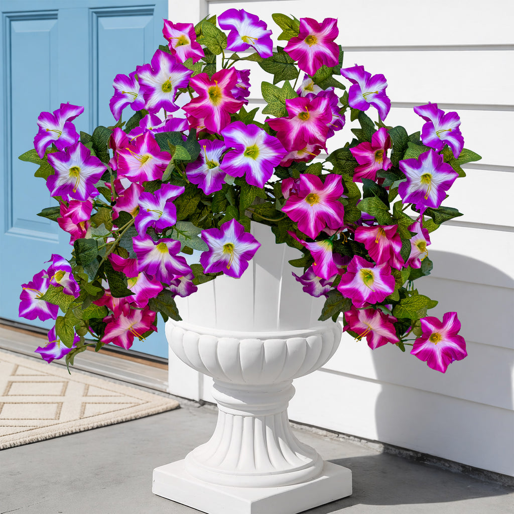Faux Petunias Fuchsia Lotus: UV Resistant Outdoor Silk Flowers