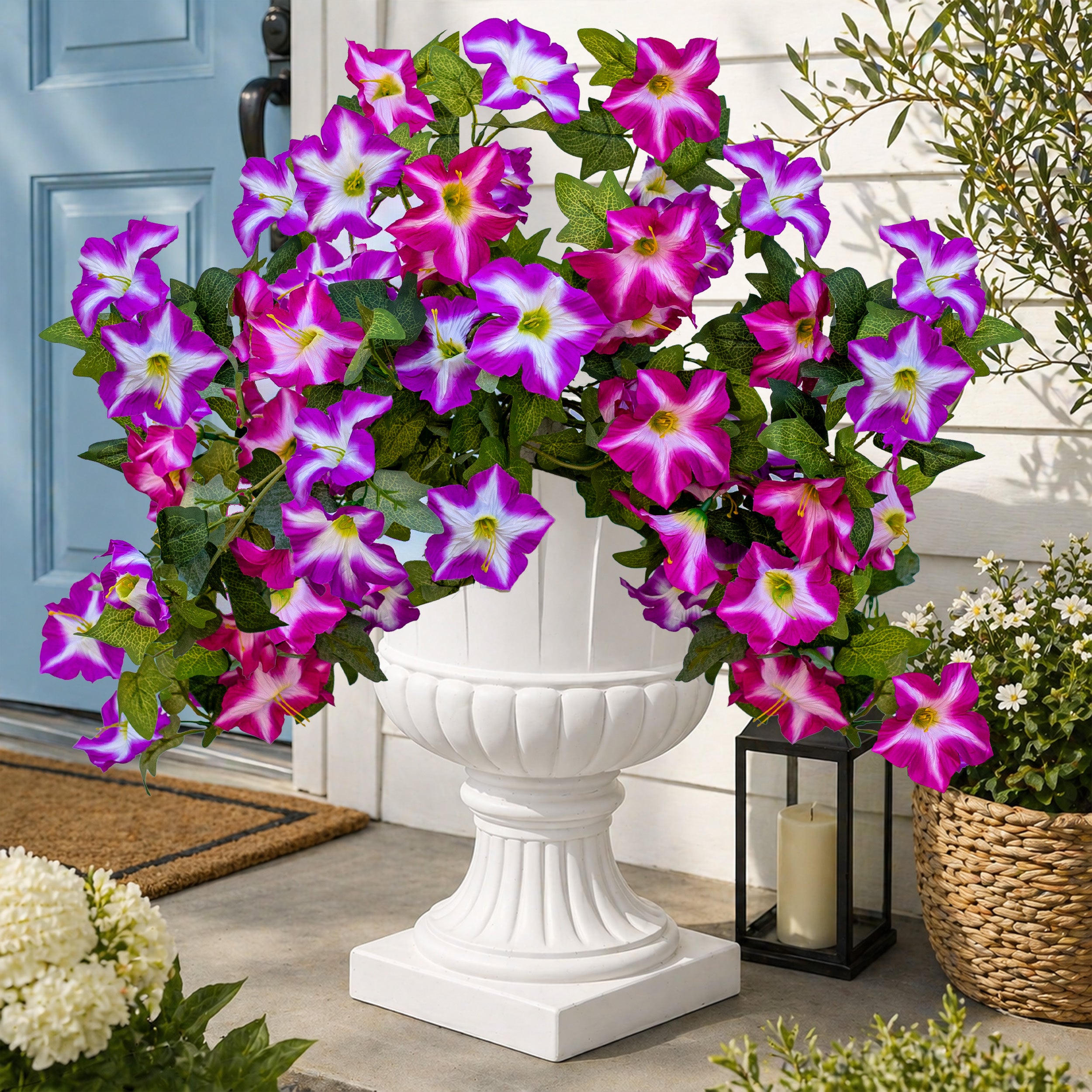 Faux Petunias Fuchsia Lotus: UV Resistant Outdoor Silk Flowers