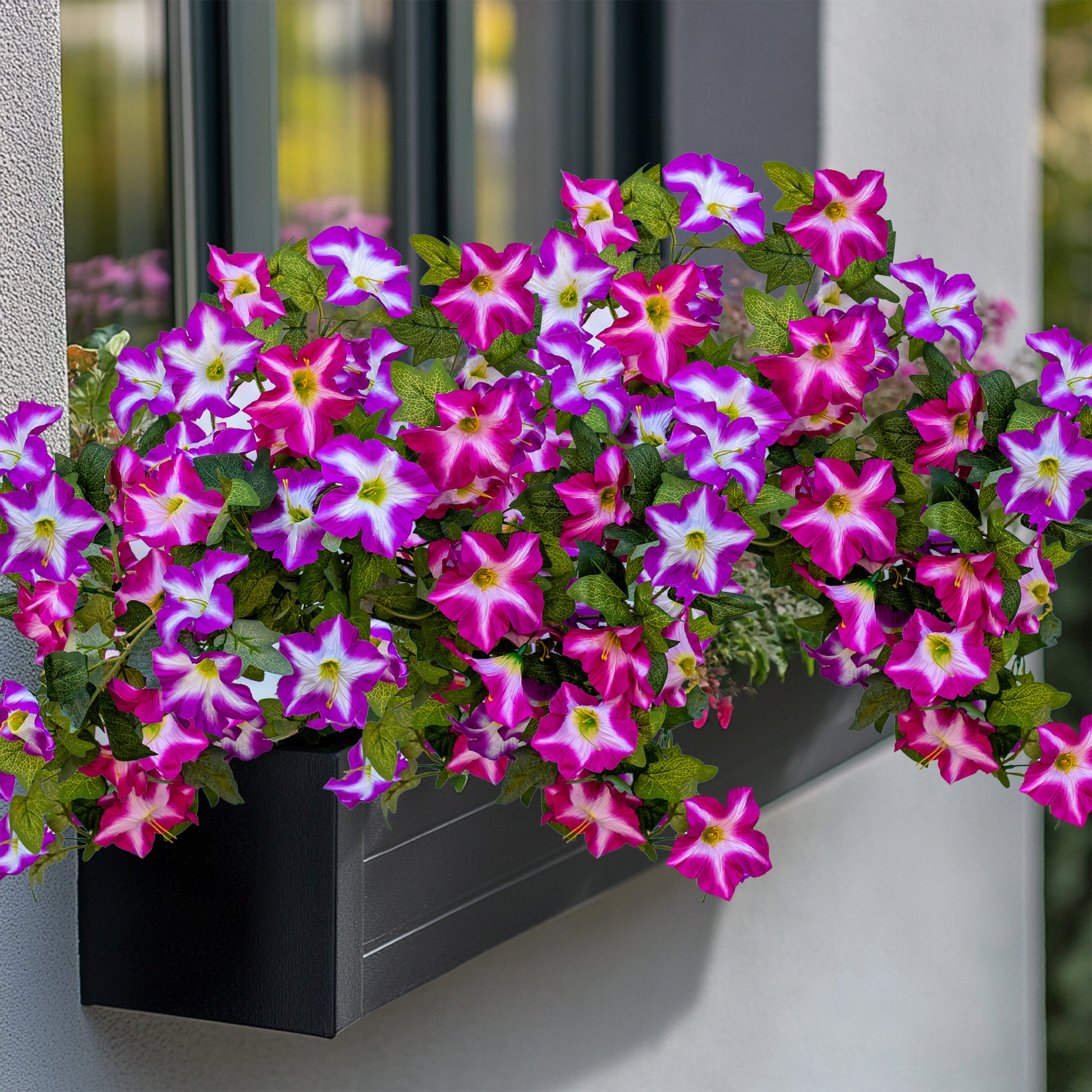 Faux Petunias Fuchsia Lotus: UV Resistant Outdoor Silk Flowers