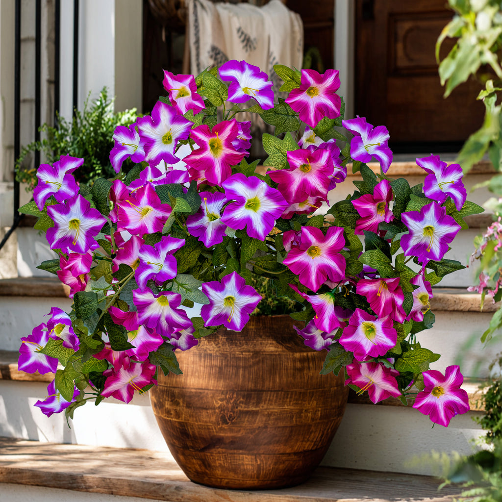 Faux Petunias Fuchsia Lotus: UV Resistant Outdoor Silk Flowers