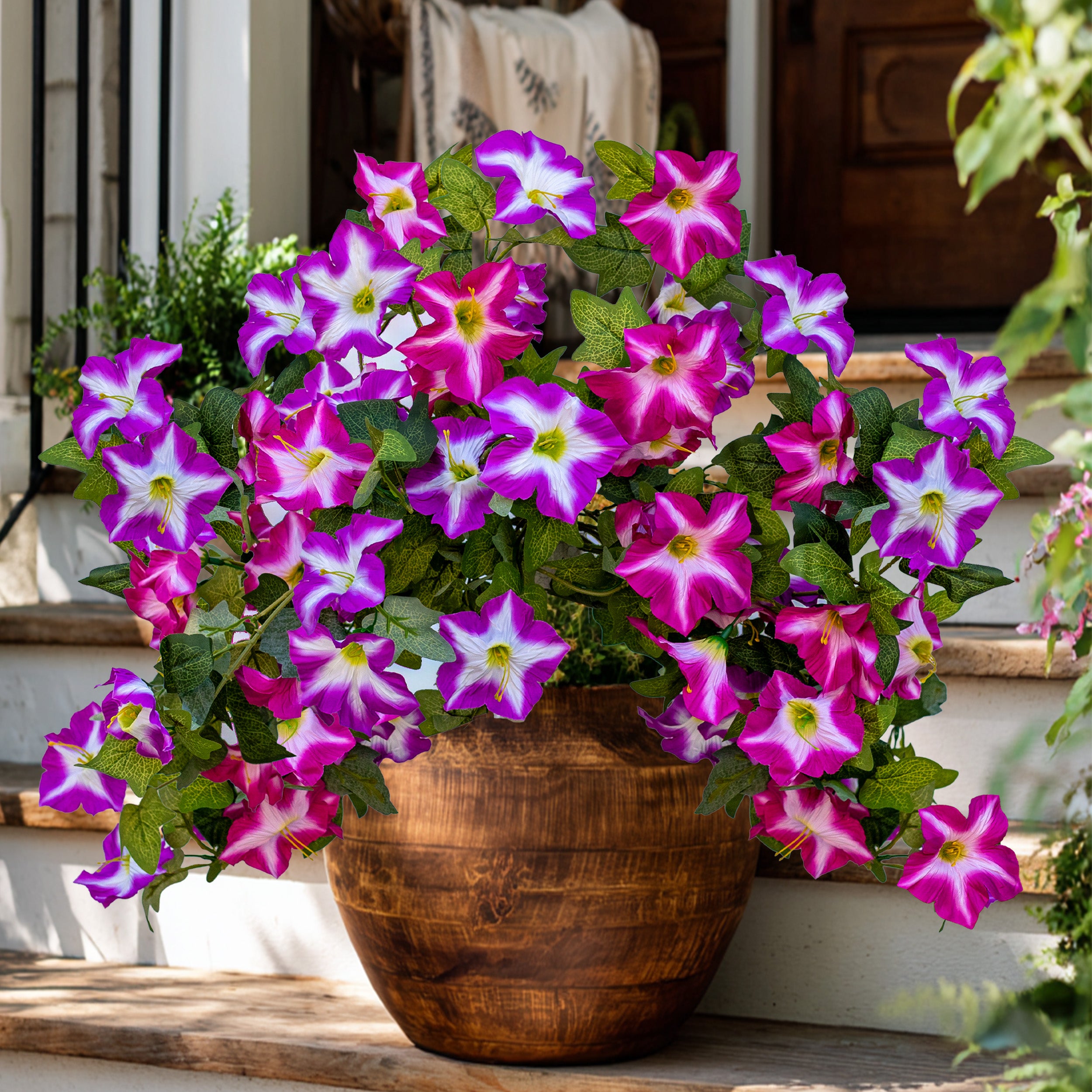 Faux Petunias Fuchsia Lotus: UV Resistant Outdoor Silk Flowers