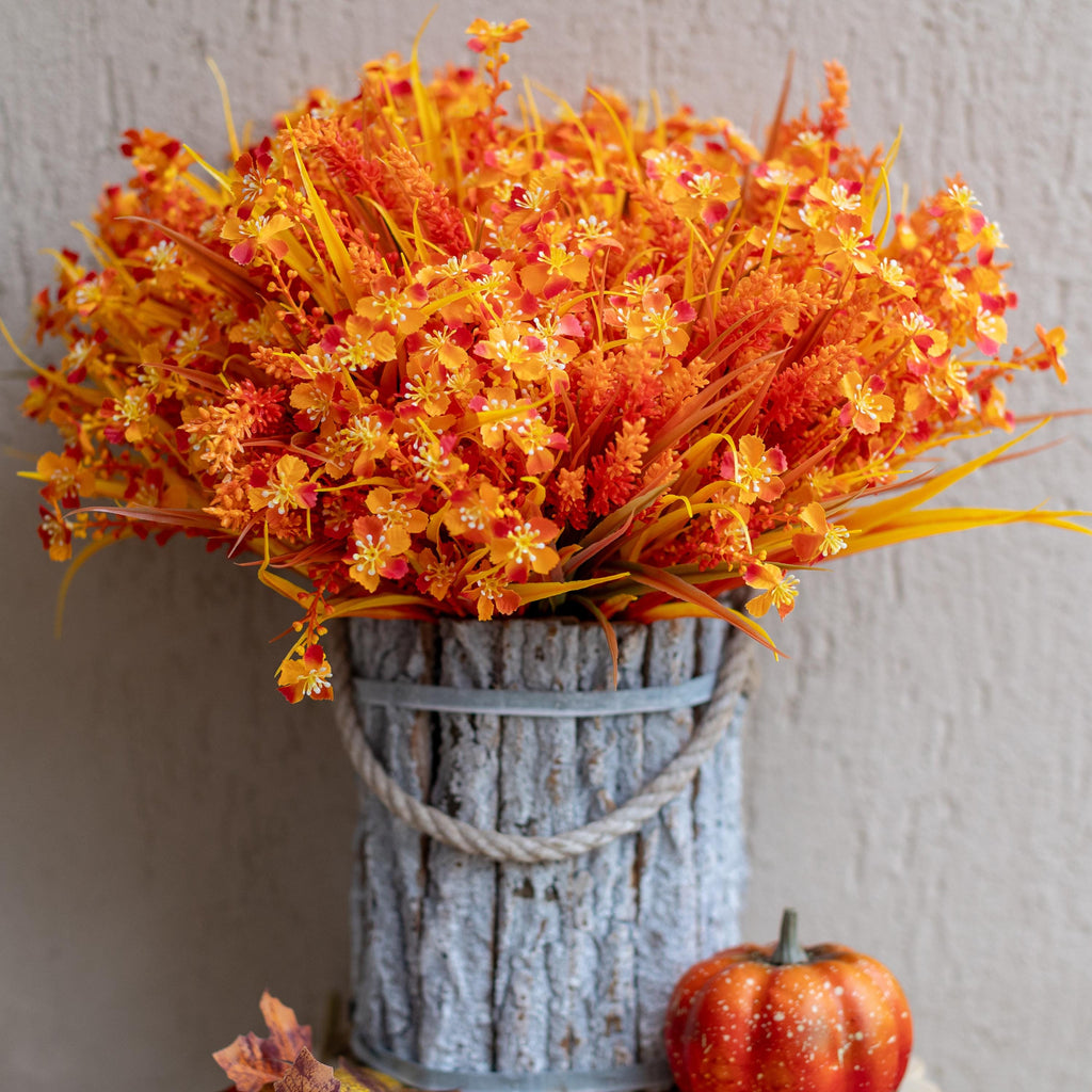 Artificial Mums Flowers: Orange & Yellow Fall Decor