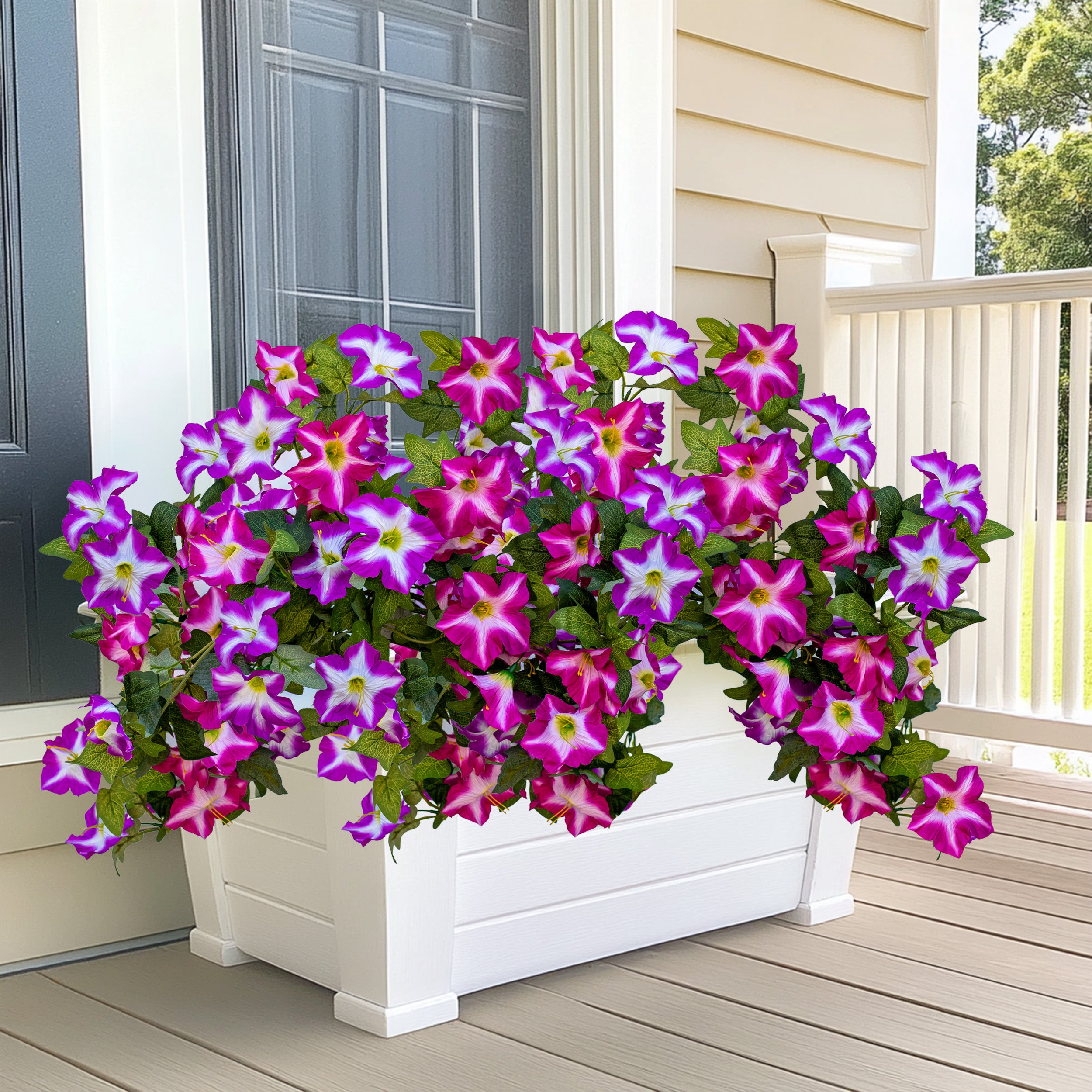 Faux Petunias Fuchsia Lotus: UV Resistant Outdoor Silk Flowers
