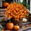 Artificial Mums Flowers: UV Resistant Orange Mixed Fall Decor - 12 Bundles