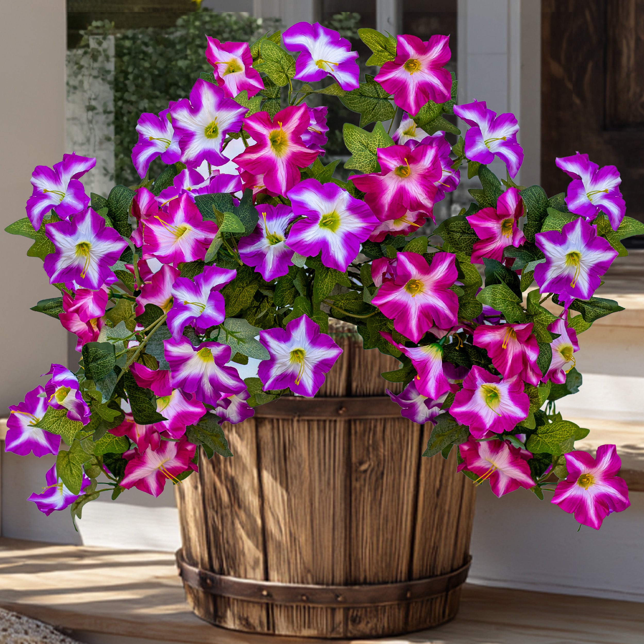Faux Petunias Fuchsia Lotus: UV Resistant Outdoor Silk Flowers