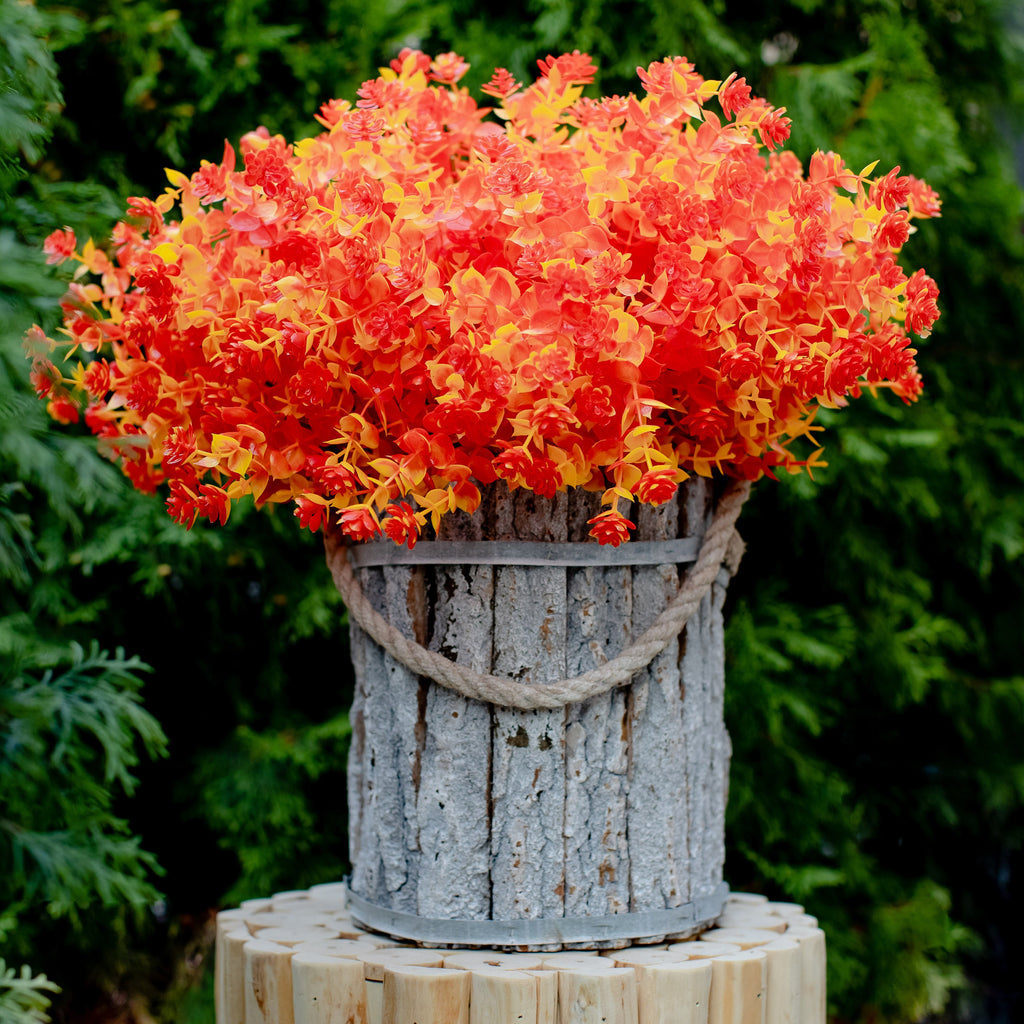 Artificial Mums Flowers: UV Resistant Orange & Yellow Outdoor Plants