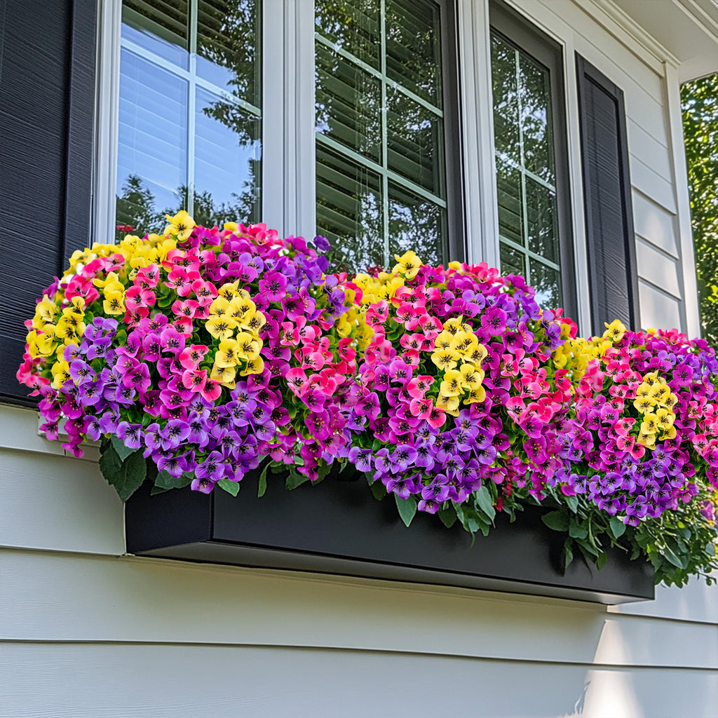 Artificial Pansies Flowers: UV Resistant Outdoor Home Decor