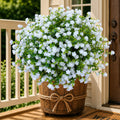 UV Resistant Artificial Flowers: 12 Bundles White Faux Outdoor Flowers