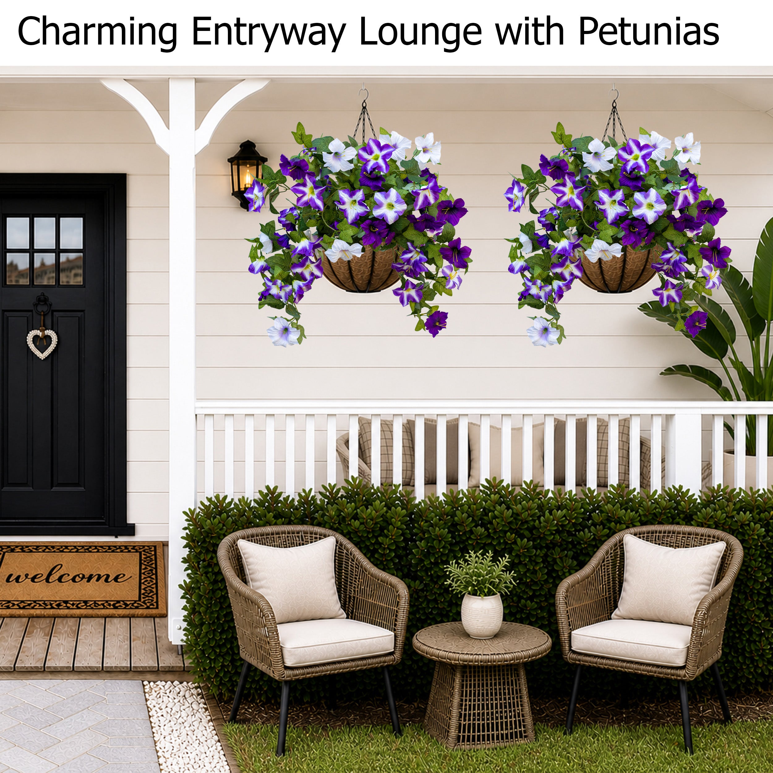 Artificial Petunias Fuchsia Lotus: UV Resistant Outdoor Silk Flowers
