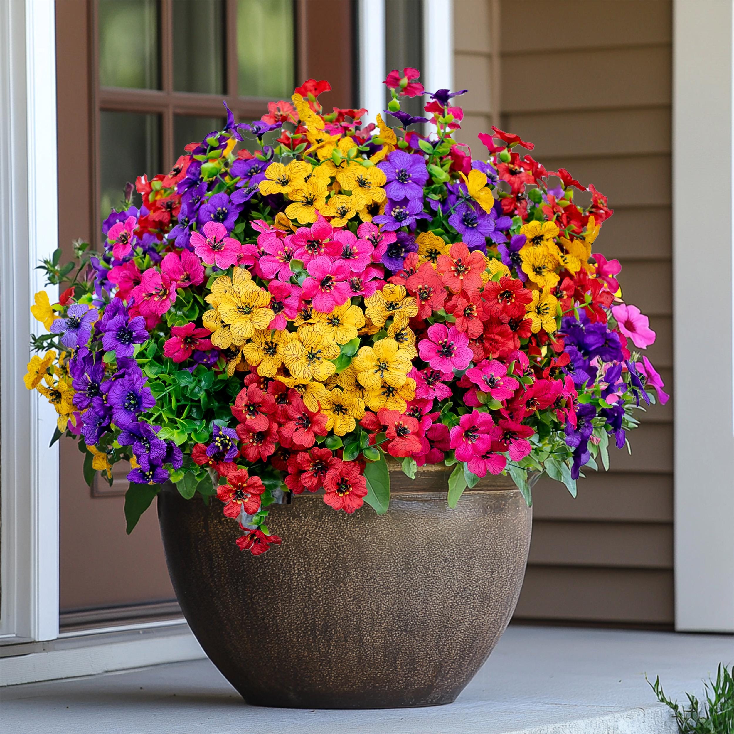 UV Resistant Artificial Flowers - Colorful Outdoor Faux Greenery