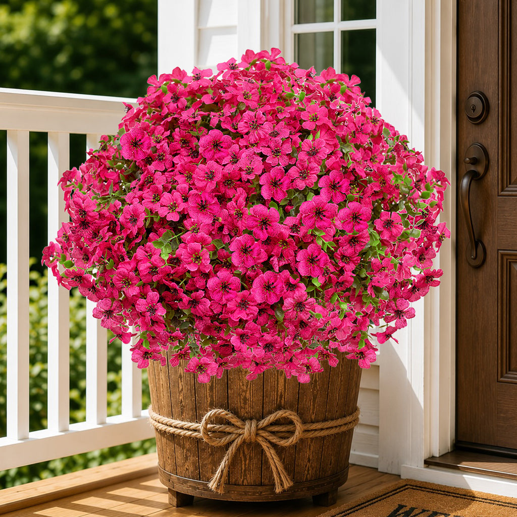 UV Resistant Red Pink Artificial Flowers: Outdoor Home Decor