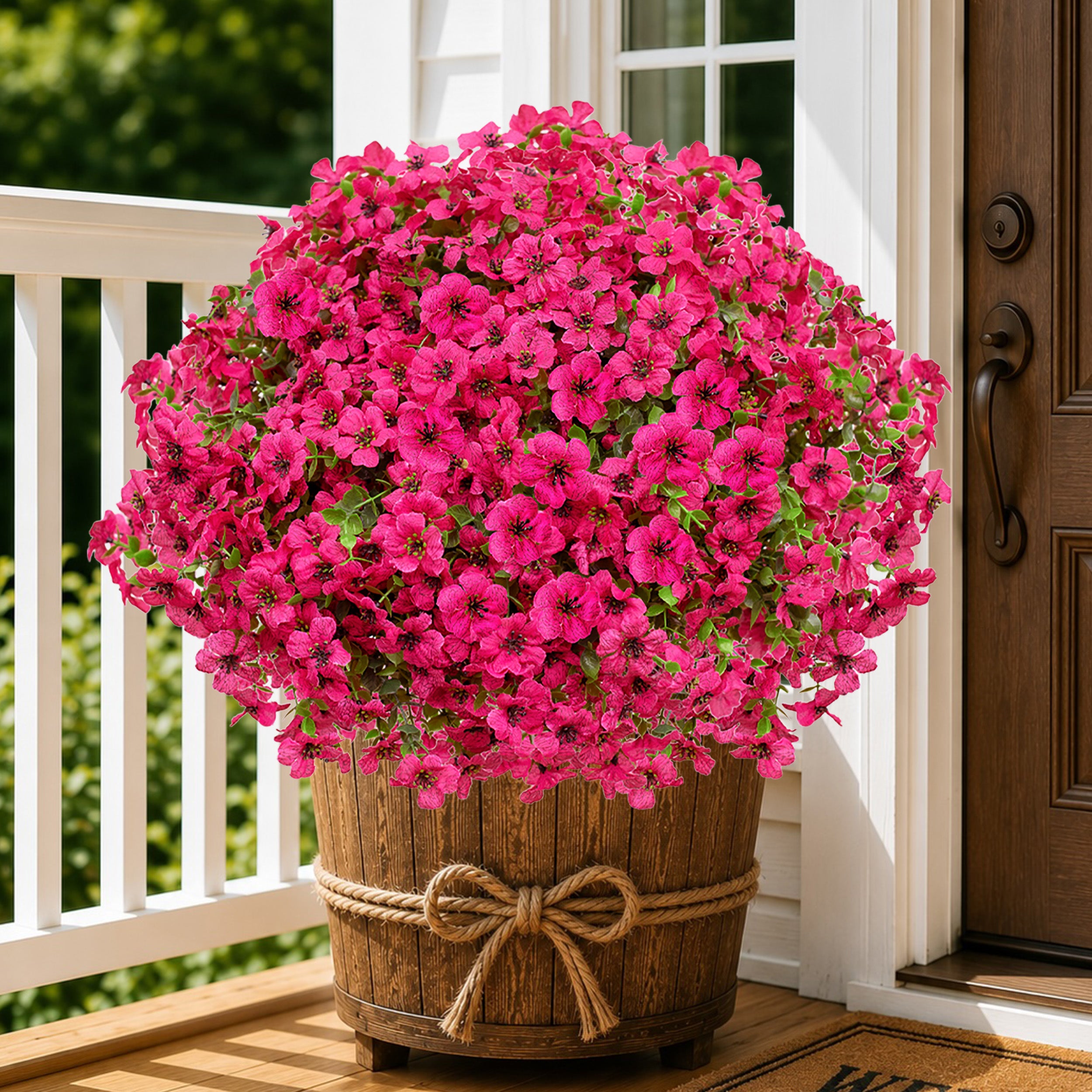UV Resistant Red Pink Artificial Flowers: Outdoor Home Decor