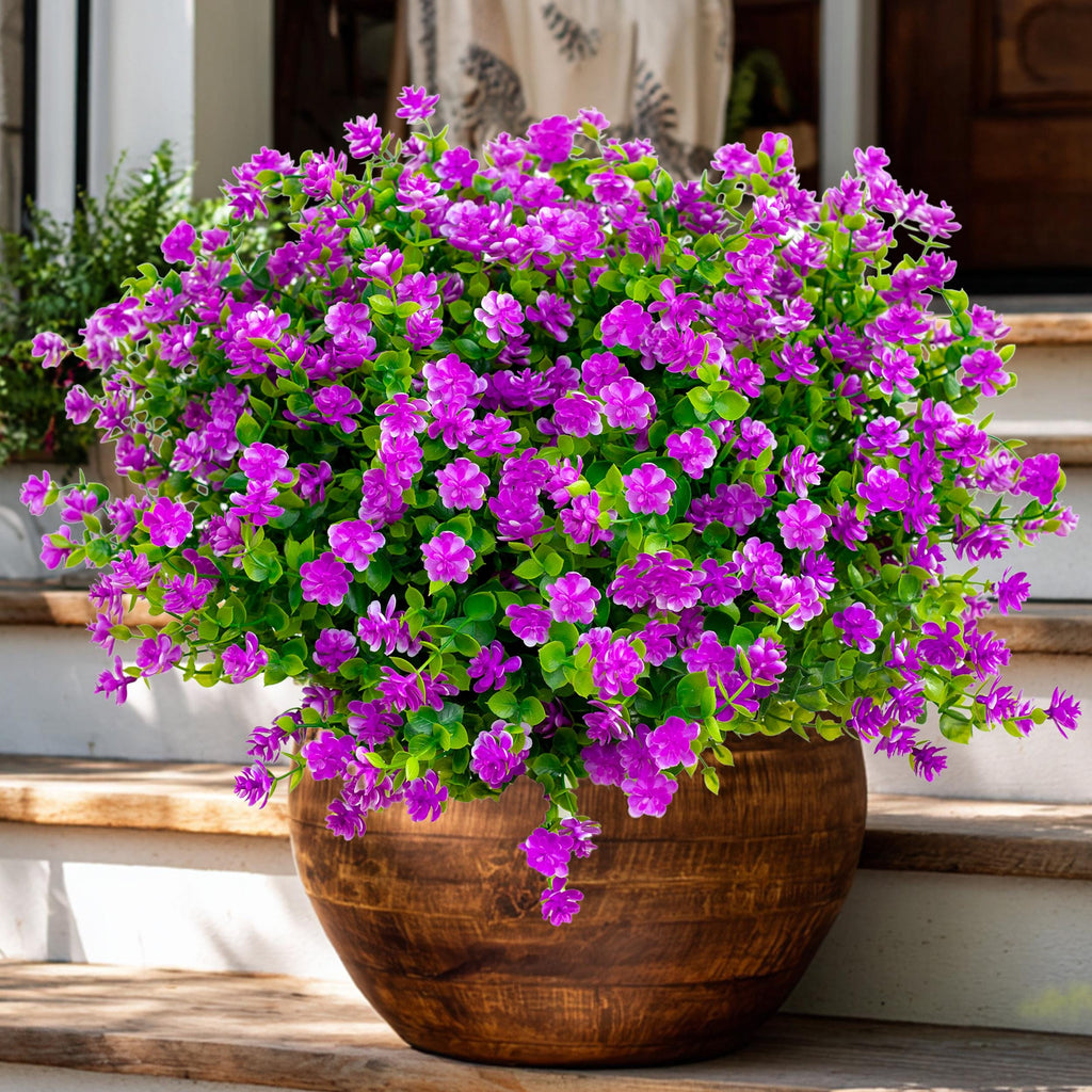 UV Resistant Magenta Artificial Flowers: Outdoor Greenery Shrubs