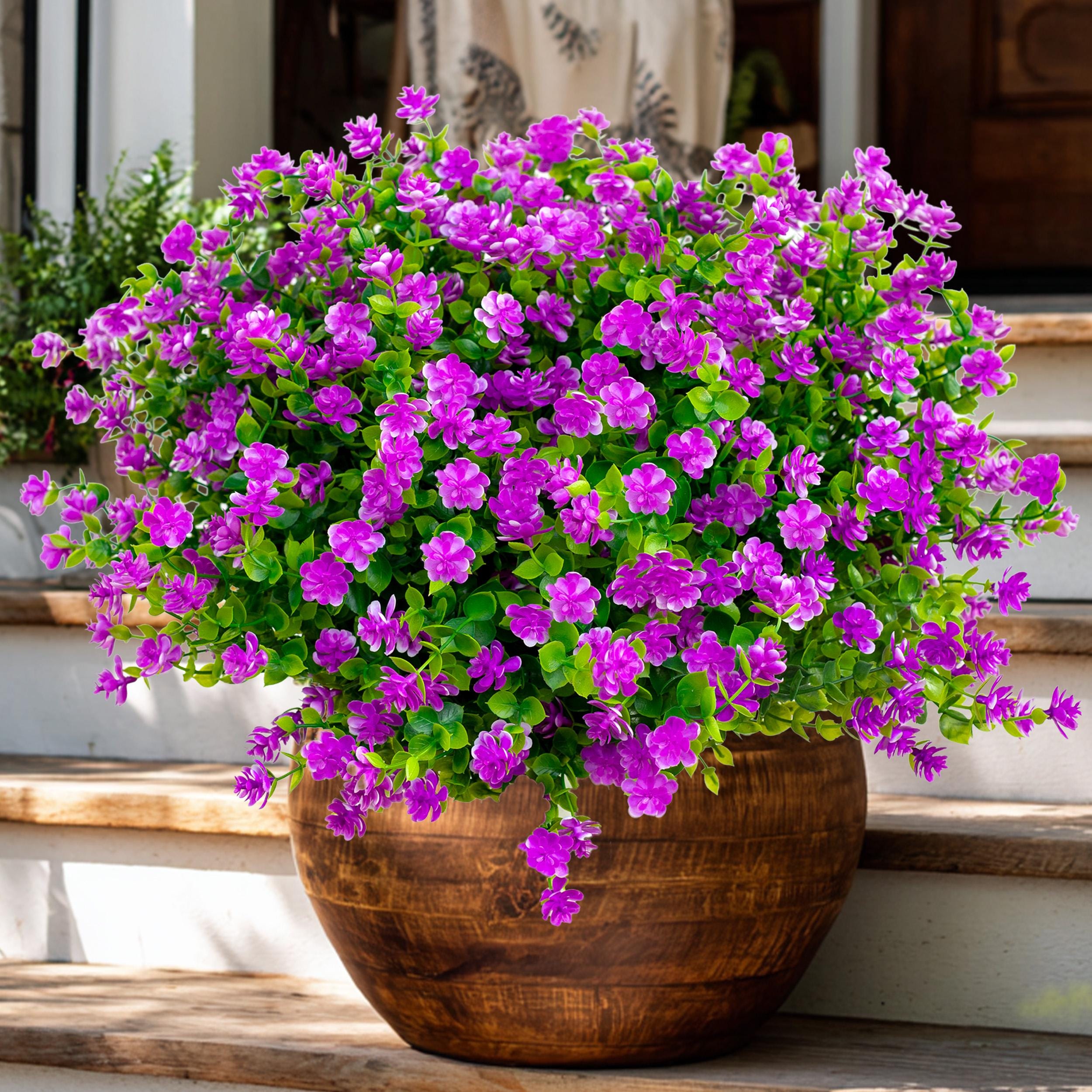 UV Resistant Magenta Artificial Flowers: Outdoor Greenery Shrubs
