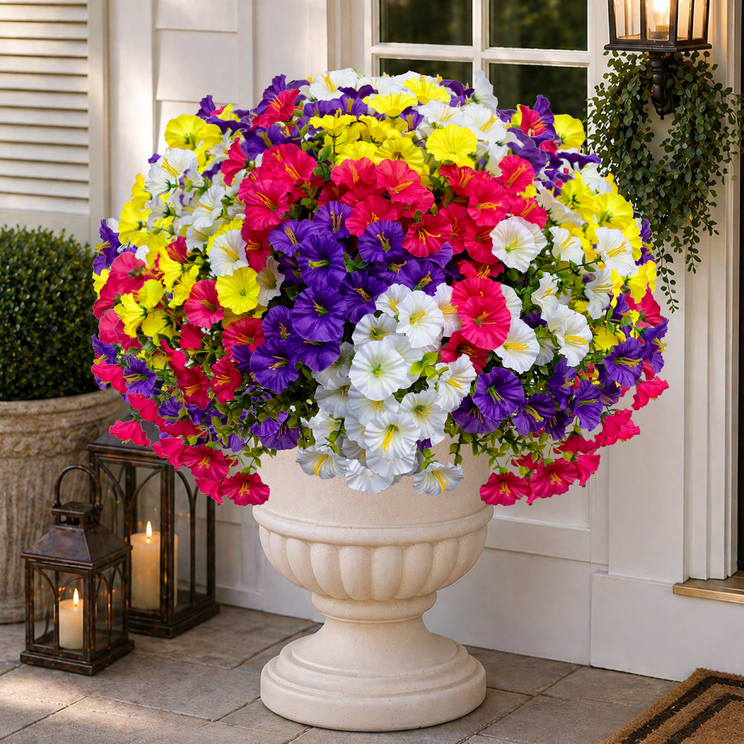 Artificial Flowers for Outdoors, 12 Bundles UV Resistant Fake Outdoor Flowers, No Fade Faux Plants