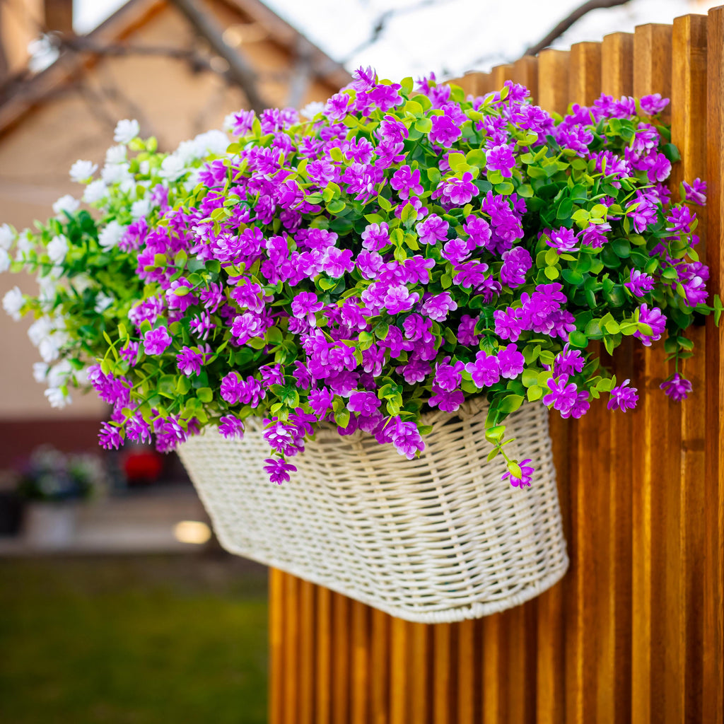 UV Resistant Magenta Artificial Flowers: Outdoor Greenery Shrubs